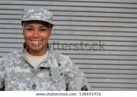 Veteran Soldier smiling. African American Woman in the military