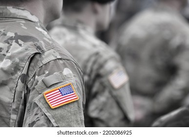 Veterans Day. US Soldiers. US Army. USA Patch Flag On The US Military Uniform. United States Armed Forces. 