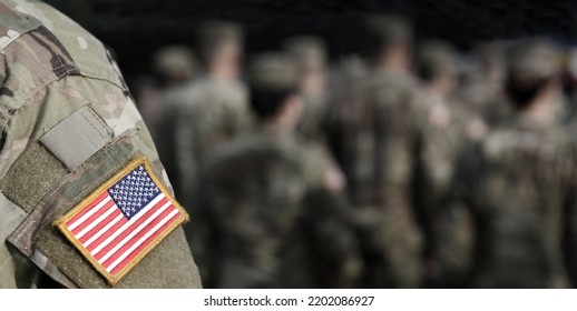 Veterans Day. US Soldiers. US Army. USA Patch Flag On The US Military Uniform. United States Armed Forces. 