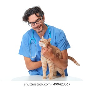 Veterinarian Doctor With Cat.