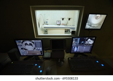 Veterinarian Doctor With MRI Computer Control