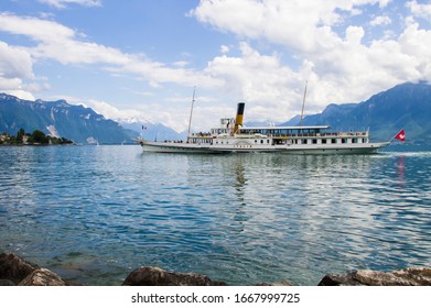 Vevey, Switzerland - June 1th 2018: Lac Leman from Vevey