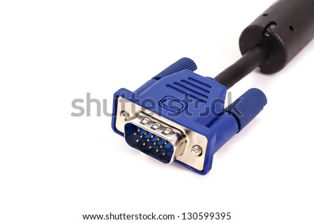 VGA tech pc input cable connector isolated on white background.