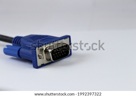VGA tech pc input cable connector isolated on white background.