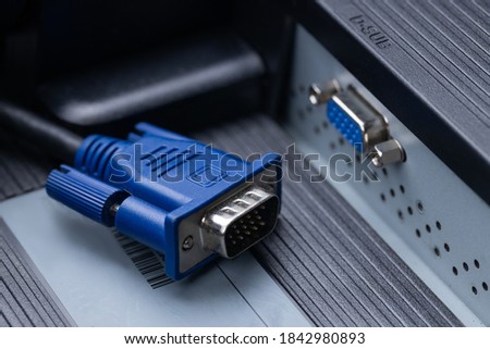 vga or video graphics array cable. computer graphics plug.