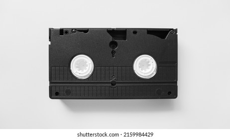 VHS Tape Back Side. Video Home System Tape Cassette On White Background.