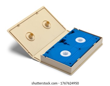 VHS Tape In Tan Case Isolated On White.