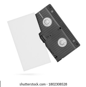 VHS Video Tape Cassette With Blank White Box. Clipping Path.