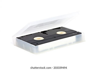 VHS Video Tape Cassette In Case On White Background