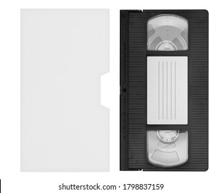 VHS Video Tape Mockup. Analog Movie Cassette Box With Copy Space. Clipping Path