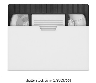 VHS Video Tape Mockup. Analog Movie Cassette Box With Copy Space. Clipping Path