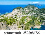 Via Krupp road in Capri island coastline, Tyrrhenian sea, Italy