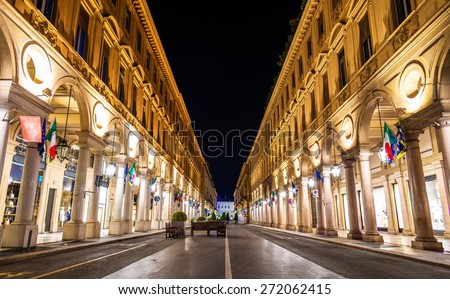 Via Roma, a street in the center of Turin - Italy