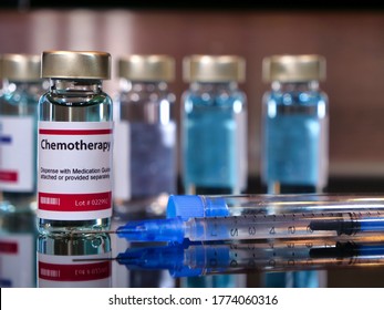 Vial of chemotherapy with syringe for cancer treatment.