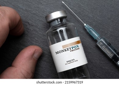 Vial of monkeypox vaccine ready to be injected - Shutterstock ID 2159967319
