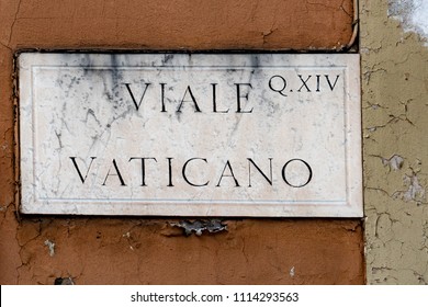 Viale Vaticano Rome Vatican Street Sign Detail 