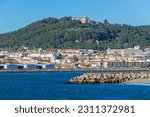 Viana do Castelo city seen from Cabedelo Beach, Portugal