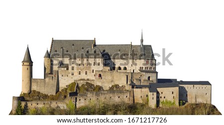 Vianden Castle (Luxembourg) isolated on white background