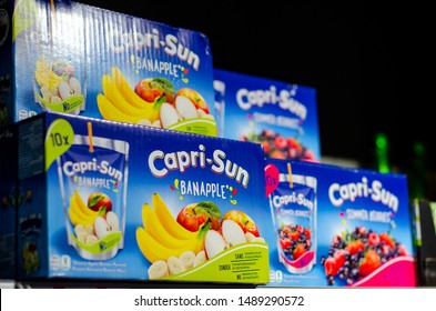 Vianden, Luxembourg - July 27, 2019: Capri Sun Juice Boxes For Sale In The Store.