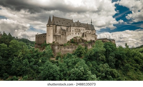 Vianden. Luxembourg. Medieval castle. Aerial photo - Powered by Shutterstock