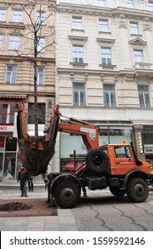 Vianna, Austria, 06 Feb 2009, Removing A Tree In The Street Kärntner Strasse Using A Special Gear