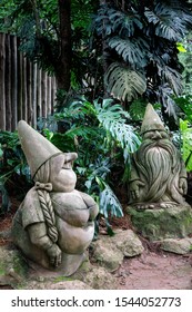 VIANOPOLIS - BETIM, MINAS GERAIS / BRAZIL - JANUARY 2, 2016: A couple of giant gnome statues at the entrance of Master's Grove (Bosque do Mestre) in Vale Verde - Alembic and Ecological Park.