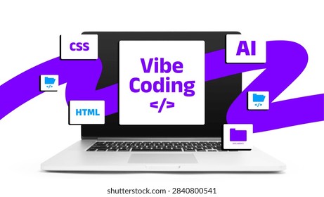 Vibe coding with CSS, HTML, and AI on a laptop at a tech workspace