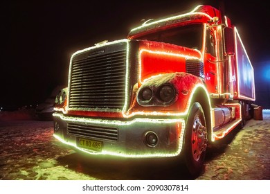 Viborg, Denmark, December 2021: The Famous Christmas Coca Cola Truck