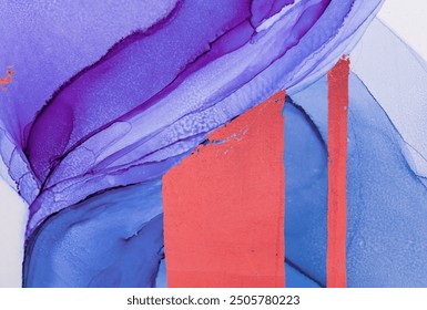 Vibrant Abstract Artwork Featuring Purples, Blues, and Reds With Fluid Swirls and Sharp Edges - Powered by Shutterstock