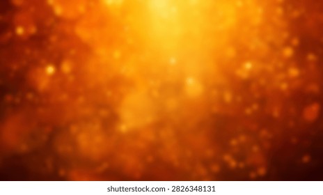 A vibrant abstract background featuring glowing orange and yellow bokeh lights and particles, creating a warm and energetic atmosphere.