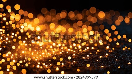 A vibrant abstract background featuring a multitude of glowing orange and yellow bokeh lights, creating a sparkling, festive, and energetic effect.
