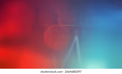 A vibrant abstract background with a smooth gradient from deep red to cool blue. Faint geometric lines and a soft glow add a modern, technological feel.