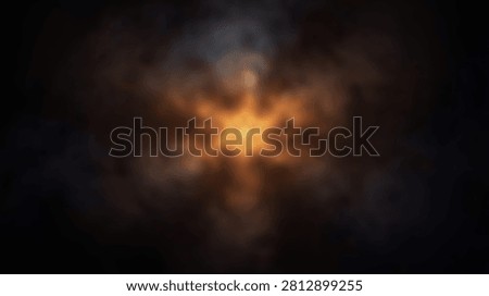 A vibrant, abstract explosion of light and smoke emanates from a central point against a dark background.