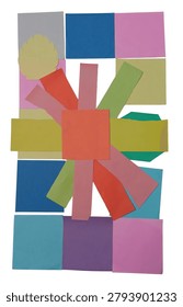 A vibrant abstract pattern made of overlapping colored cuboid blocks in geometric design, suitable for modern backgrounds and graphic elements