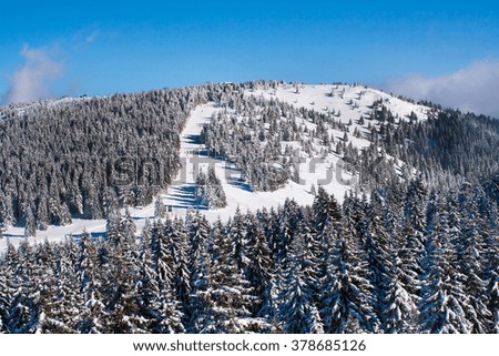 Similar – Image, Stock Photo Winter panorama with snowy mountains and snow-covered road