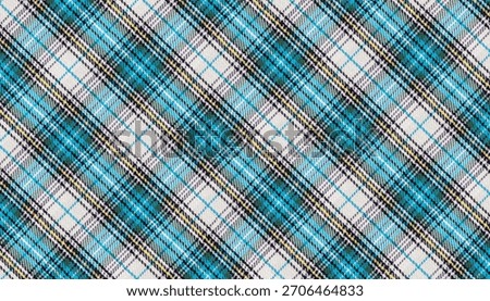 Vibrant Blue and green plaid pattern on a white base, inspired by traditional Scottish tartan. Ideal for clothing, festive packaging, digital art, or cozy home decor ideas