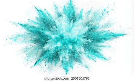 A vibrant blue powder explosion against a clean white background, showcasing dynamic movement and vivid color contrast - Powered by Shutterstock