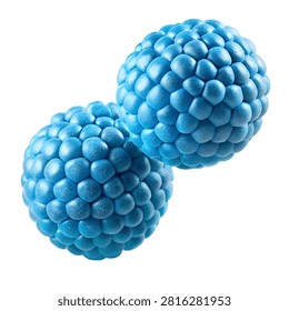 vibrant blue, spherical, textured objects with a honeycomb