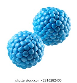 vibrant blue, spherical, textured objects with a honeycomb