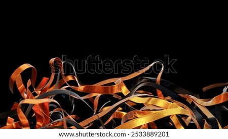 Vibrant, Bold, and Dynamic Orange and Black Ribbons Beautifully Displayed Elegantly on a Stylish Black Background