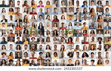 A vibrant collage showcasing a portrait of multiple smiling people, highlighting diversity and the concept of a diverse global community