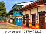 Vibrant colonial architecture in the historic old town of Jardin, Antioquia, Colombia