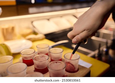 Vibrant and Colorful Shot Glasses Arranged on a Tray for a Fun and Lively Party Event - Powered by Shutterstock