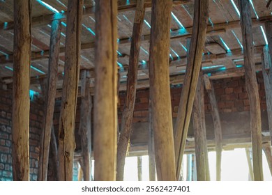 A vibrant construction site capturing the process of preparing for a linter, with workers, scaffolding, and concrete being poured, set against a backdrop of dynamic hues and textures, creating a stunn