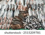 A Vibrant Fresh Seafood Display at the Local Market Offering Various Ocean Delicacies