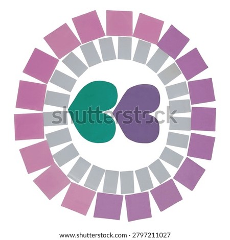 A vibrant geometric starburst circle pattern in shades of pink purple and green, perfect for backgrounds patterns designs and decorations