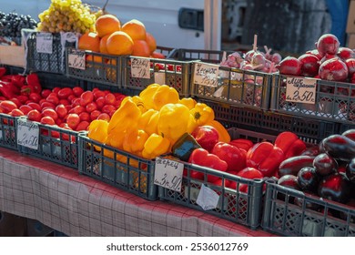 A vibrant market scene, showcasing fresh produce and local delicacies. Ideal image for concepts of local culture, food markets. - Powered by Shutterstock