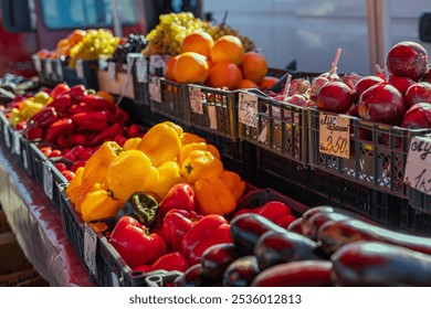 A vibrant market scene, showcasing fresh produce and local delicacies. Ideal image for concepts of local culture, food markets. - Powered by Shutterstock