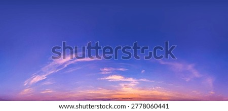 Vibrant Panoramic Sunset Sky with Dramatic Pink and Orange Clouds,A breathtaking panoramic view sky with copy space featuring a vivid transition from deep blue to brilliant orange and pink warm hues,