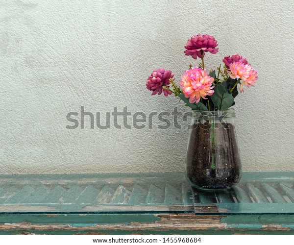 Vibrant Pink Red Artificial Flowers Glass Stock Photo Edit Now